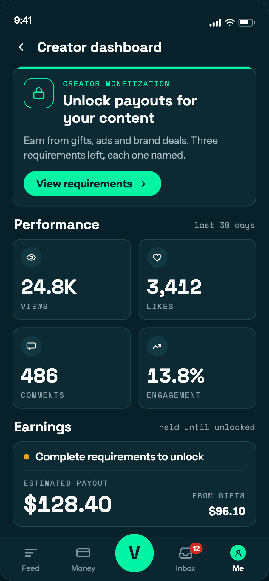 VaultPay creator dashboard